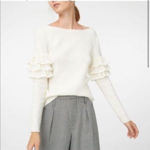 Club Monaco cream ruffled sweater
